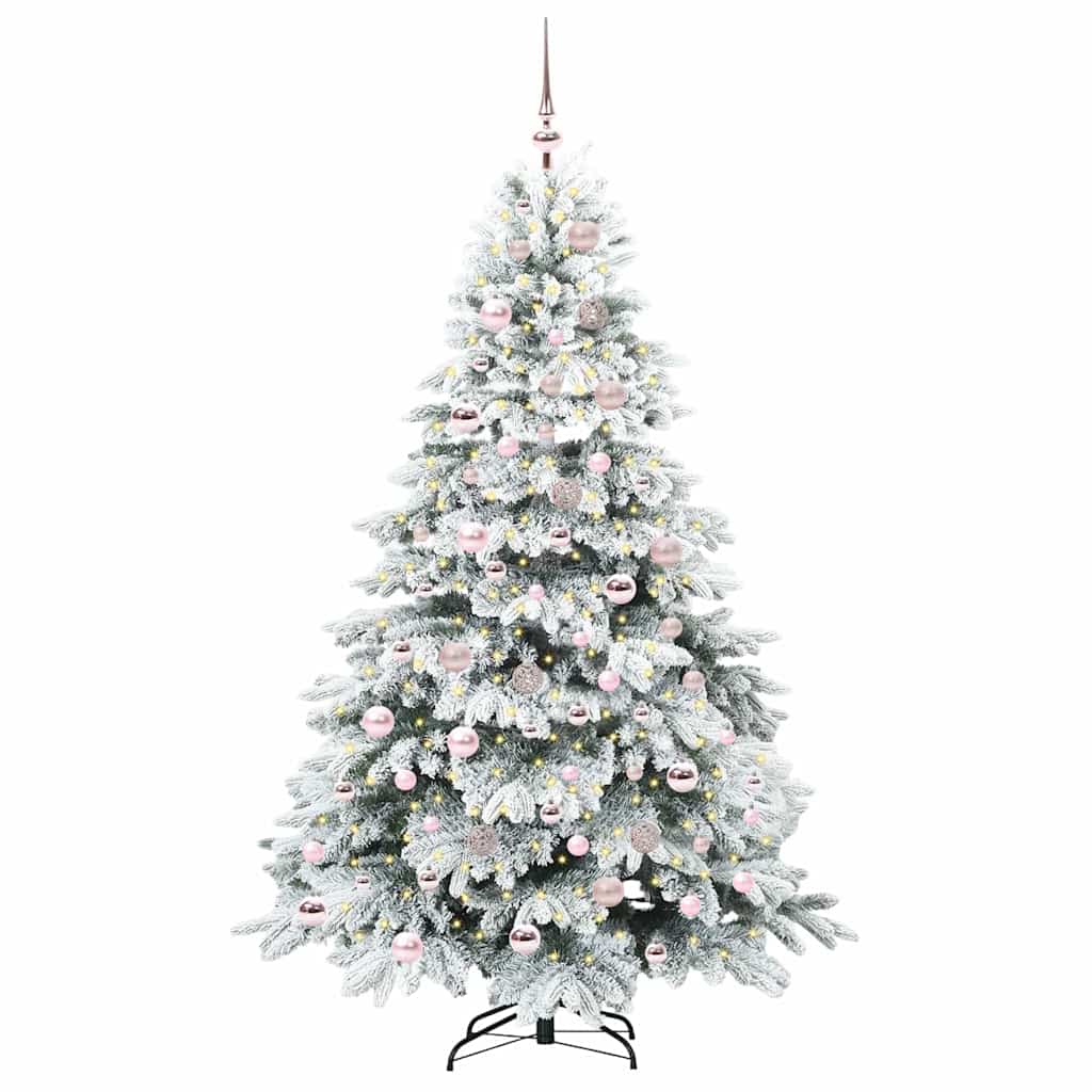 Kunstig juletre med 300 LED med stativ Hvit 180 cm PE og PVC
