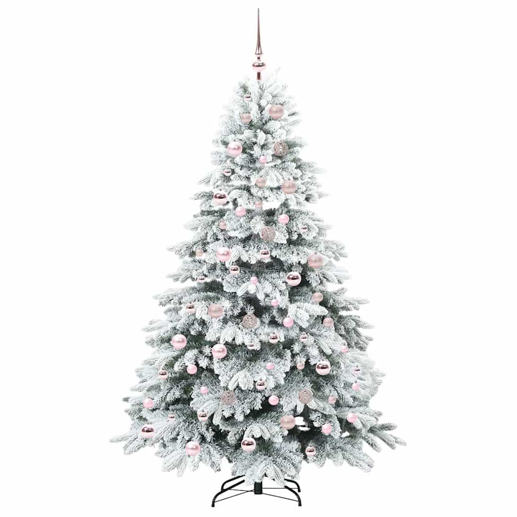 Kunstig juletre med 300 LED med stativ Hvit 180 cm PE og PVC