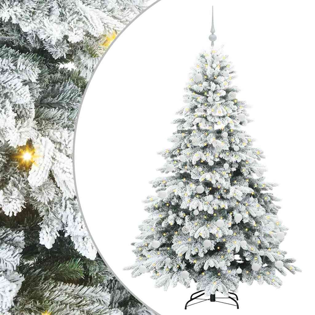 Kunstig juletre med 300 LED med stativ Hvit 180 cm PE og PVC