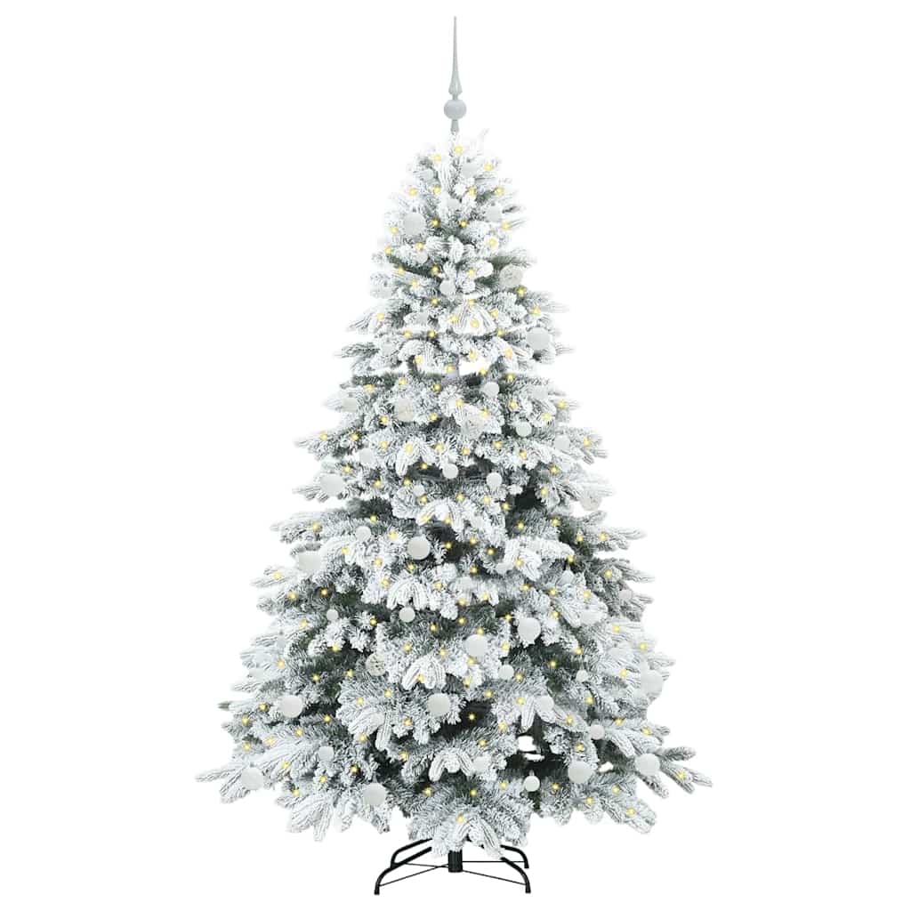 Kunstig juletre med 300 LED med stativ Hvit 180 cm PE og PVC