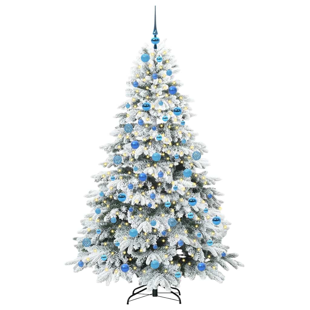 Kunstig juletre med 300 LED med stativ Hvit 180 cm PE og PVC