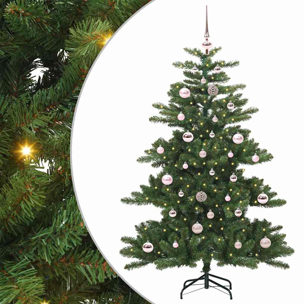Kunstig sammensatt juletre med 150 LED grønn 150 cm PVC og stål