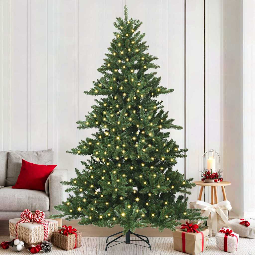 Kunstig sammensatt juletre med 300 LED grønn 210 cm PVC og stål