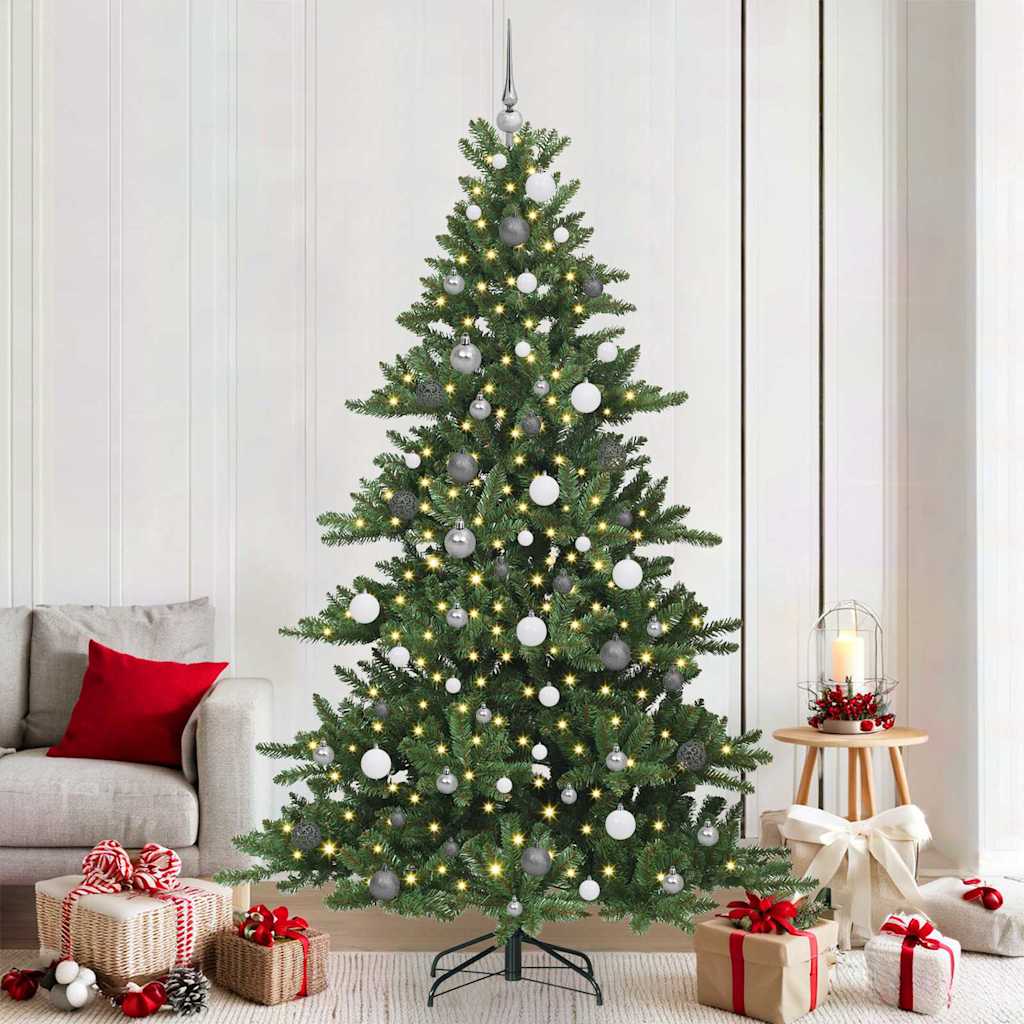 Kunstig sammensatt juletre med 300 LED grønn 210 cm PVC og stål
