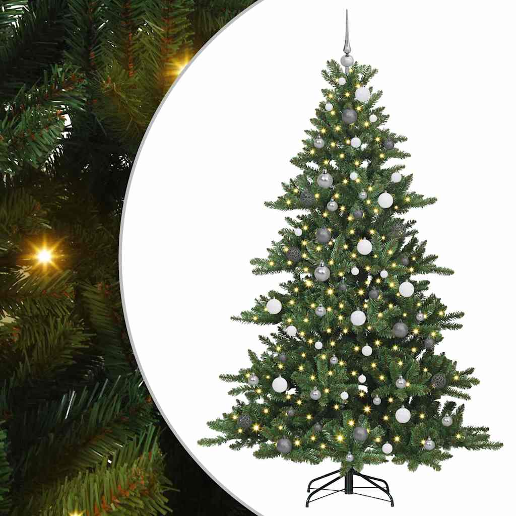 Kunstig sammensatt juletre med 300 LED grønn 210 cm PVC og stål