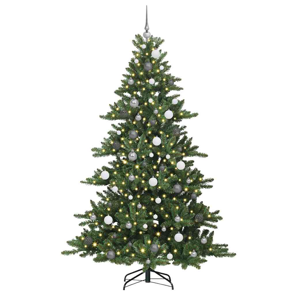 Kunstig sammensatt juletre med 300 LED grønn 210 cm PVC og stål