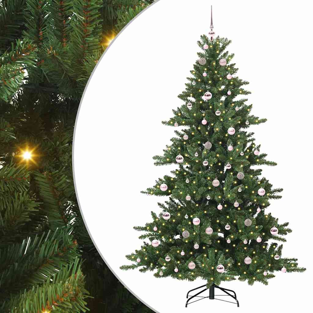 Kunstig sammensatt juletre med 300 LED grønn 210 cm PVC og stål