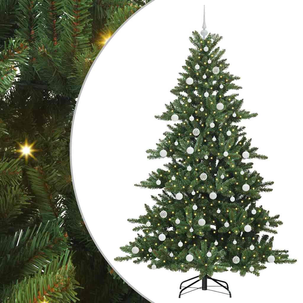 Kunstig sammensatt juletre med 300 LED grønn 210 cm PVC og stål