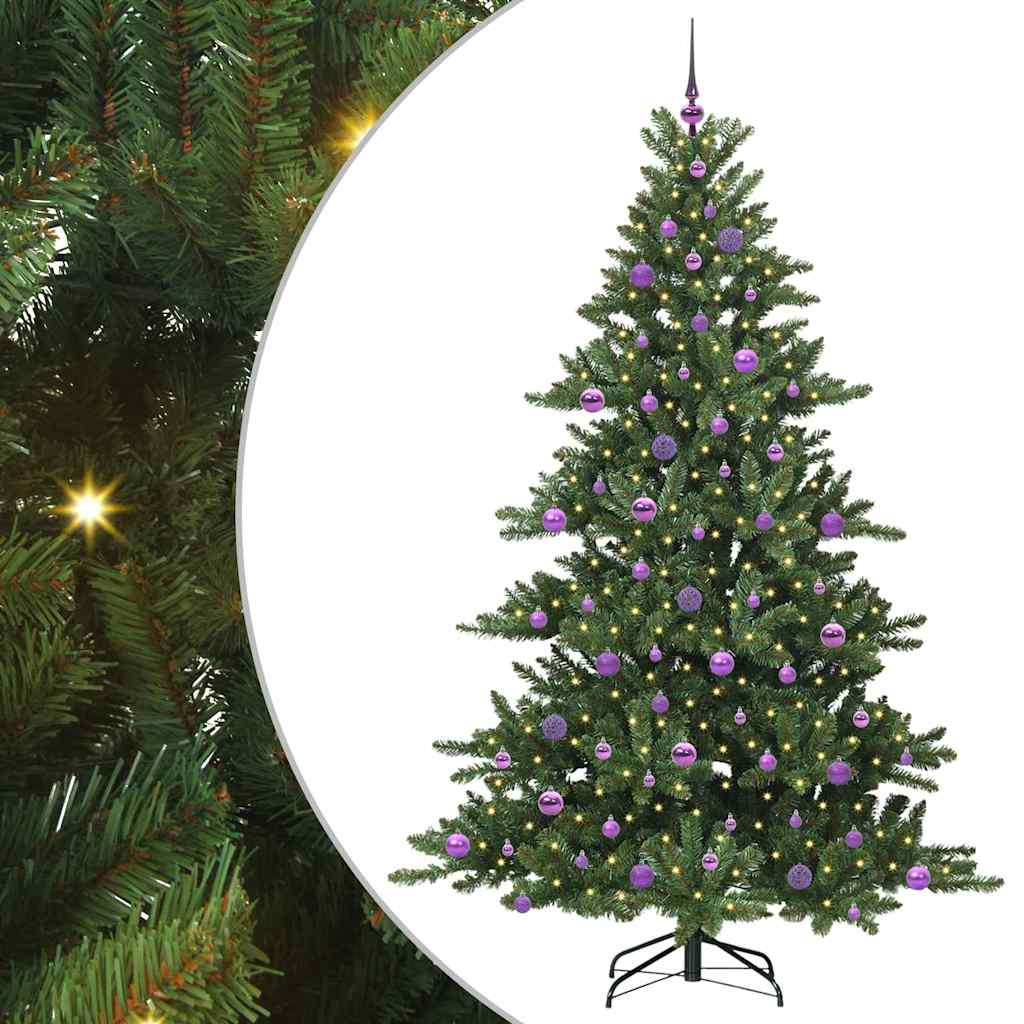 Kunstig sammensatt juletre med 300 LED grønn 210 cm PVC og stål
