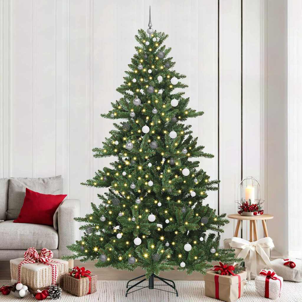 Kunstig sammensatt juletre med 300 LED grønn 240 cm PVC og stål