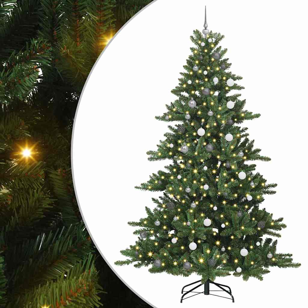 Kunstig sammensatt juletre med 300 LED grønn 240 cm PVC og stål