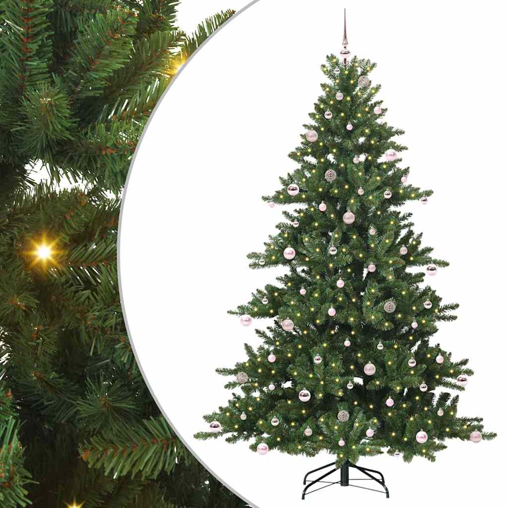 Kunstig sammensatt juletre med 300 LED grønn 240 cm PVC og stål