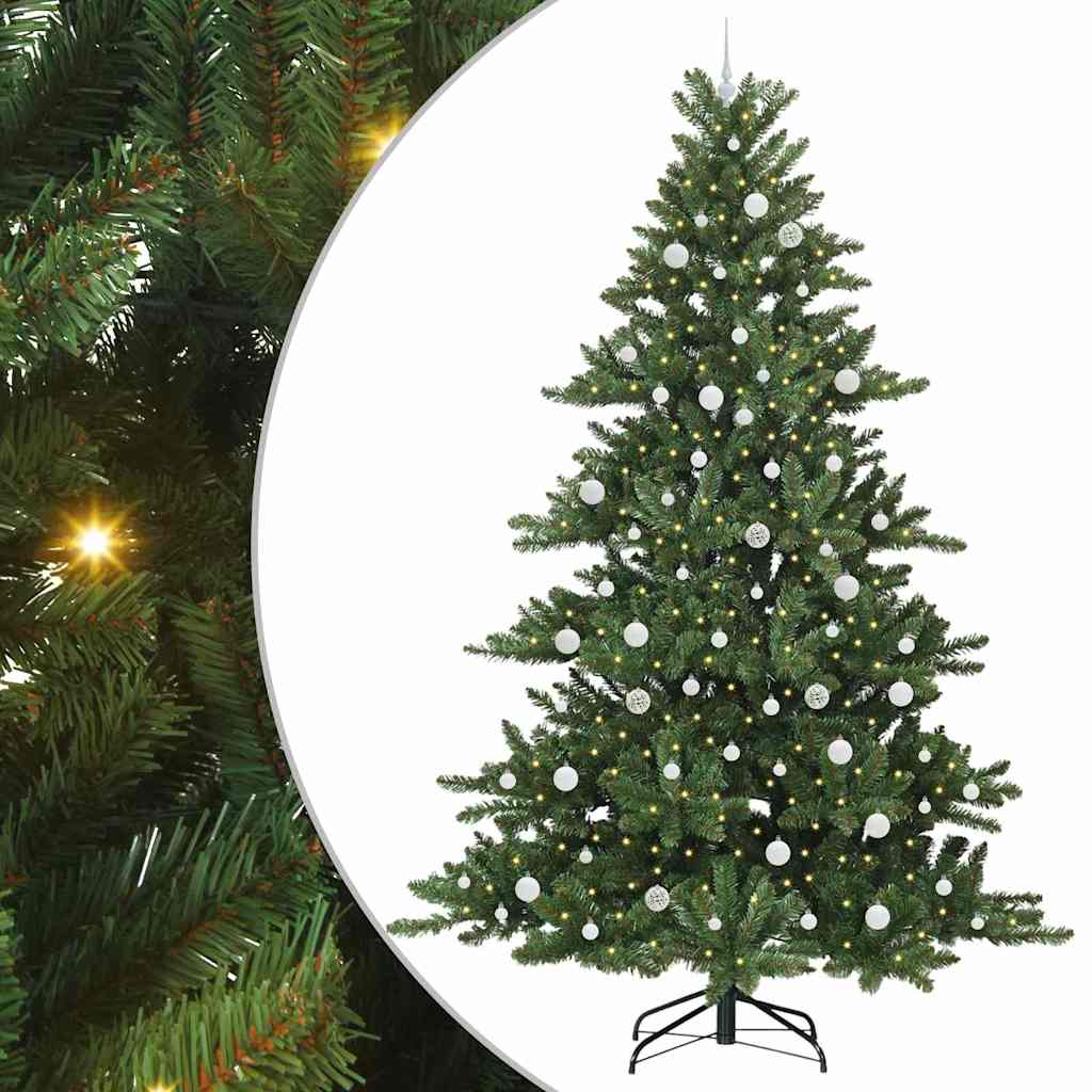 Kunstig sammensatt juletre med 300 LED grønn 240 cm PVC og stål
