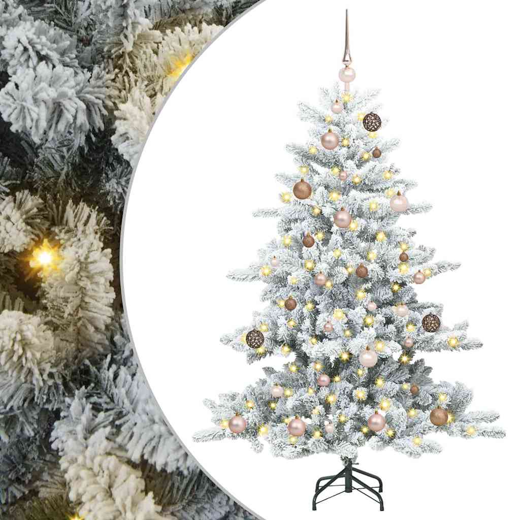 Kunstig sammensatt juletre med 150 LED Hvit 150 cm PVC og stål