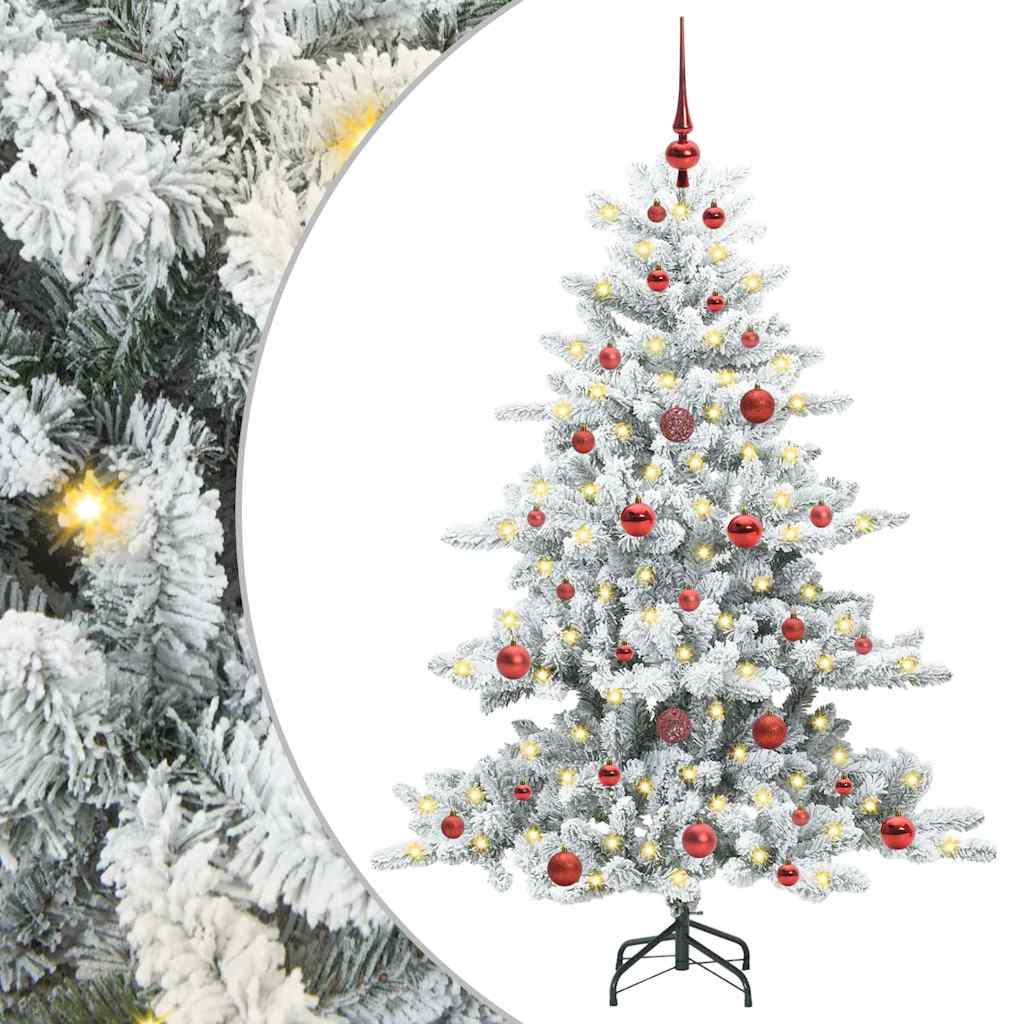Kunstig sammensatt juletre med 150 LED Hvit 150 cm PVC og stål