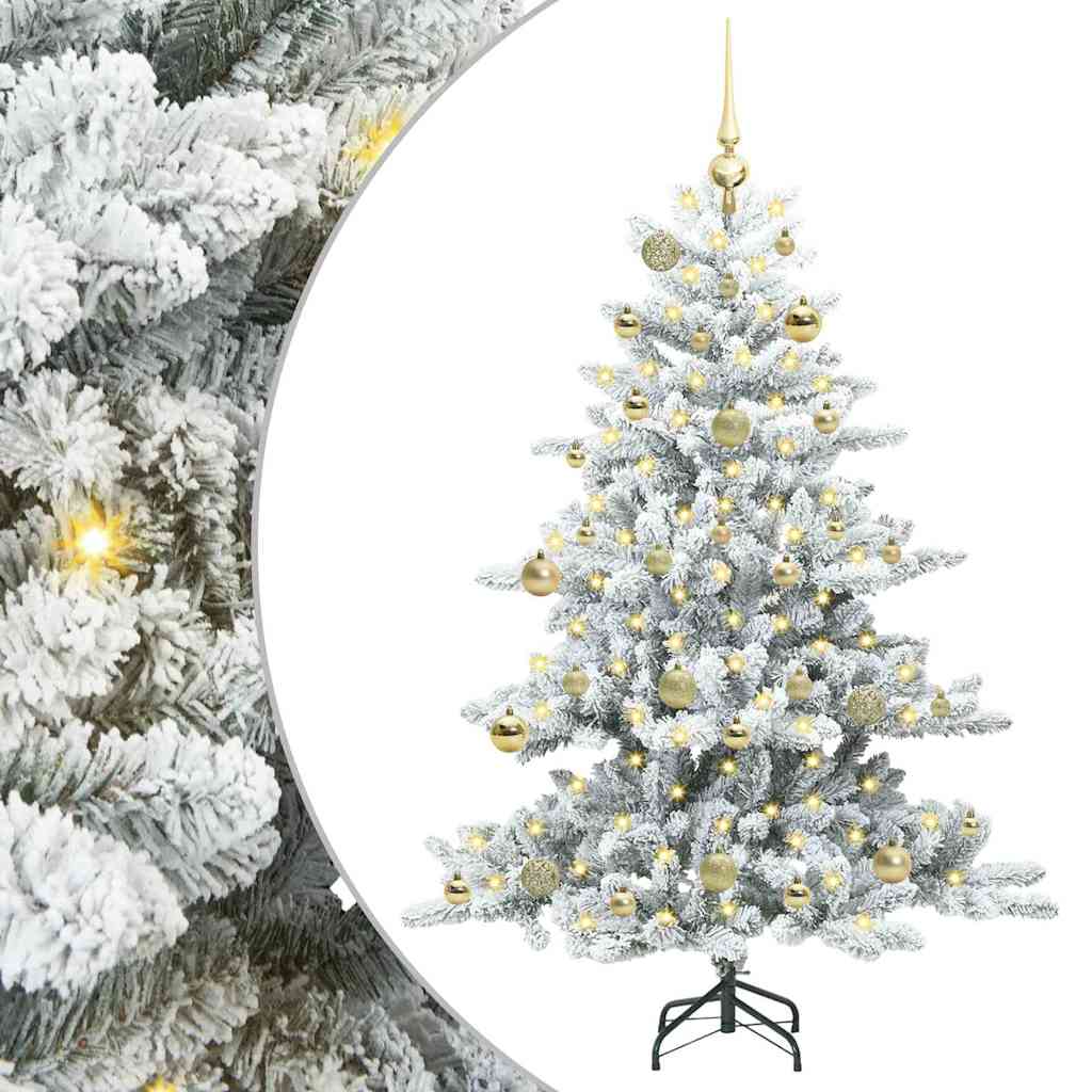 Kunstig sammensatt juletre med 150 LED Hvit 150 cm PVC og stål