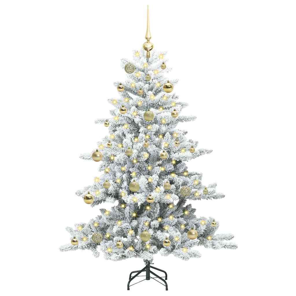Kunstig sammensatt juletre med 150 LED Hvit 150 cm PVC og stål