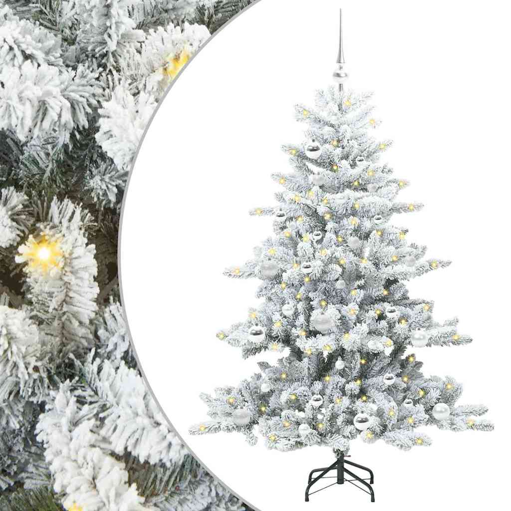 Kunstig sammensatt juletre med 150 LED Hvit 150 cm PVC og stål
