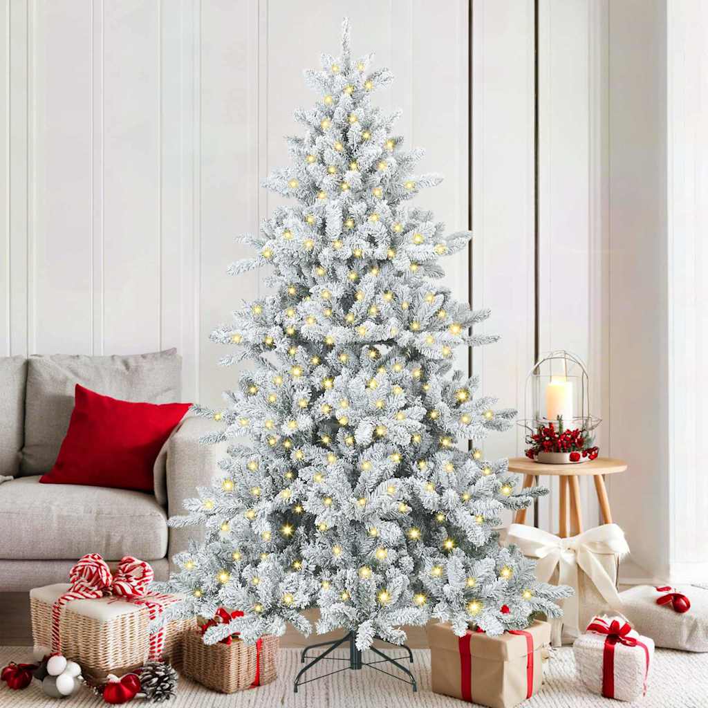 Kunstig sammensatt juletre med 300 LED Hvit 180 cm PVC og stål