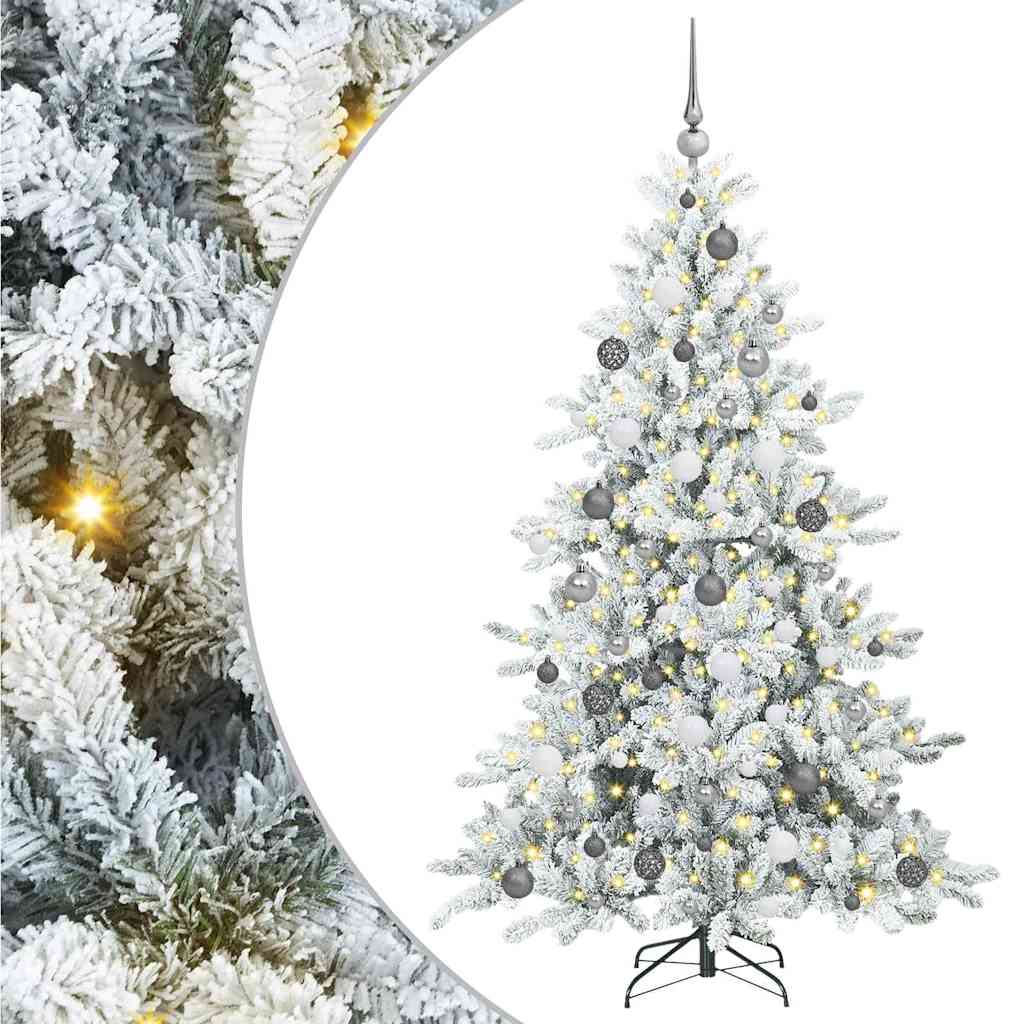 Kunstig sammensatt juletre med 300 LED Hvit 180 cm PVC og stål