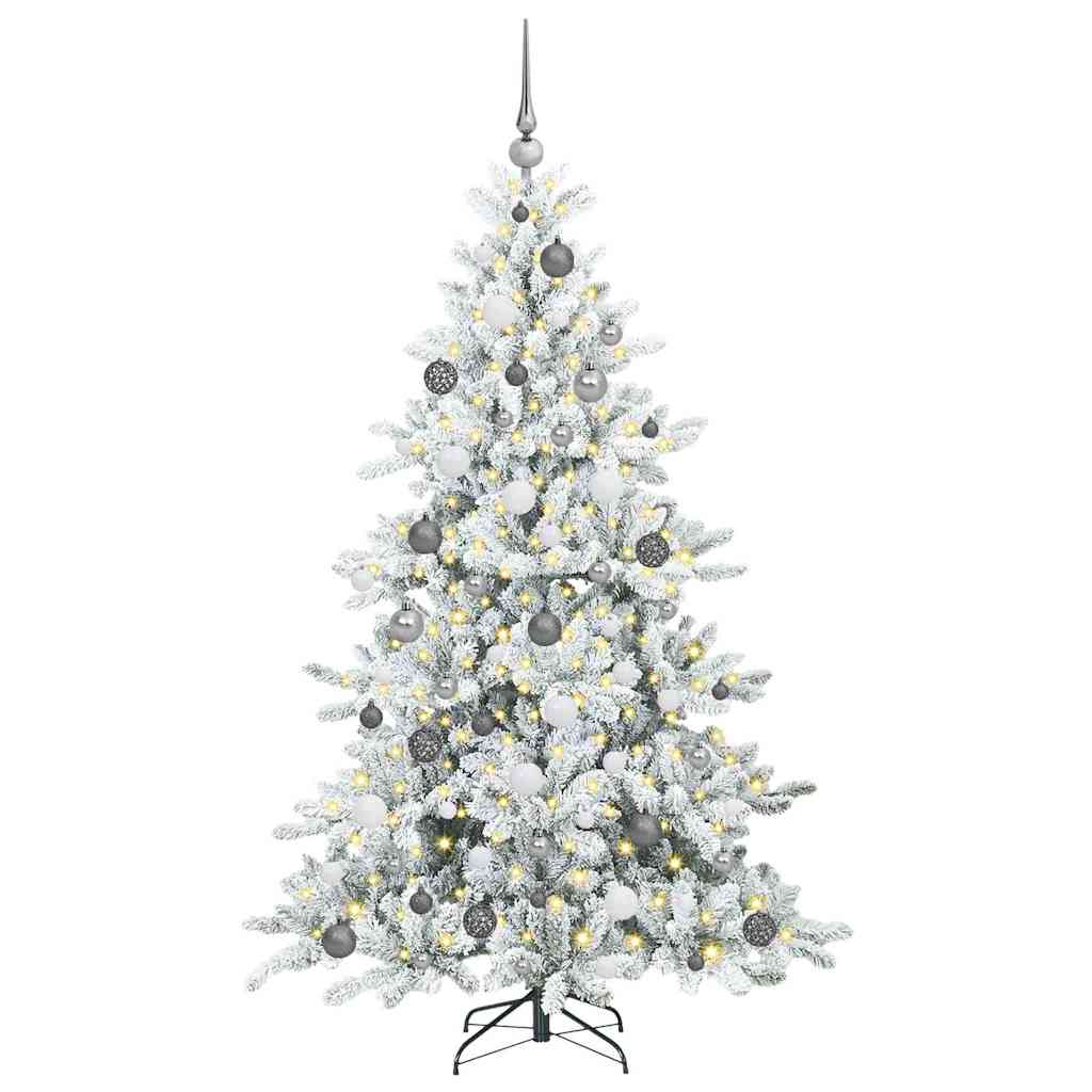 Kunstig sammensatt juletre med 300 LED Hvit 180 cm PVC og stål