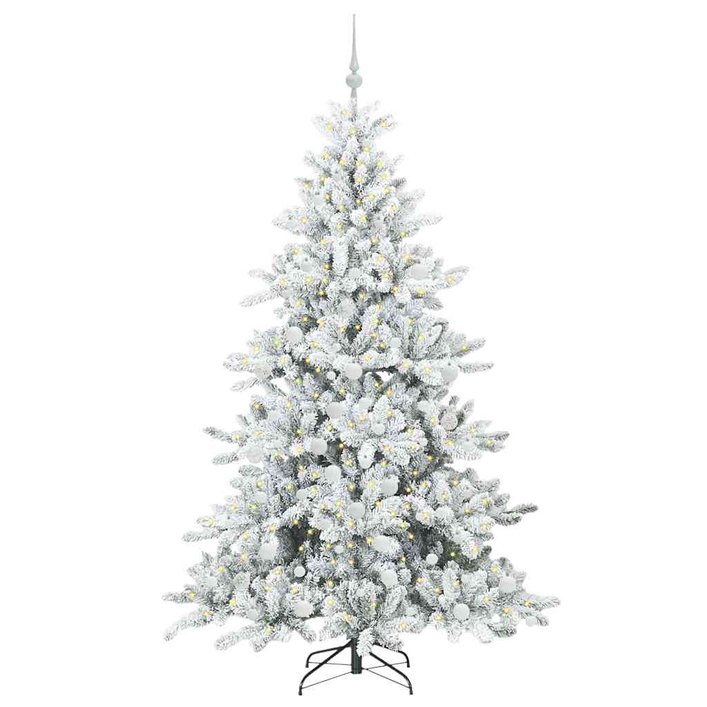 Kunstig sammensatt juletre med 300 LED Hvit 180 cm PVC og stål