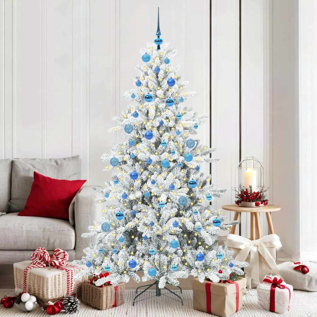 Kunstig sammensatt juletre med 300 LED Hvit 180 cm PVC og stål