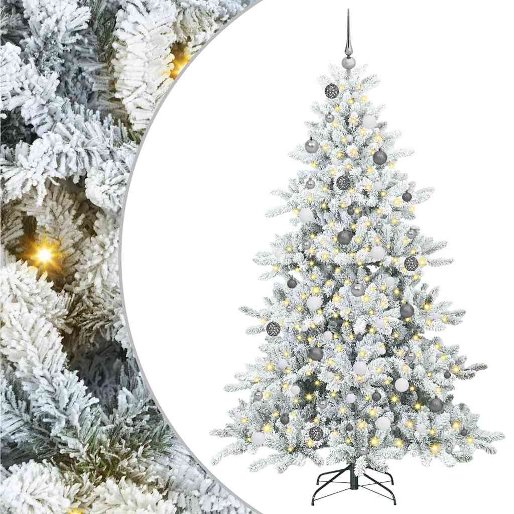 Kunstig sammensatt juletre med 300 LED Hvit 210 cm PVC og stål