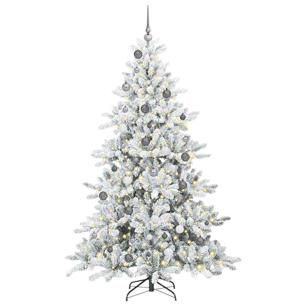 Kunstig sammensatt juletre med 300 LED Hvit 210 cm PVC og stål