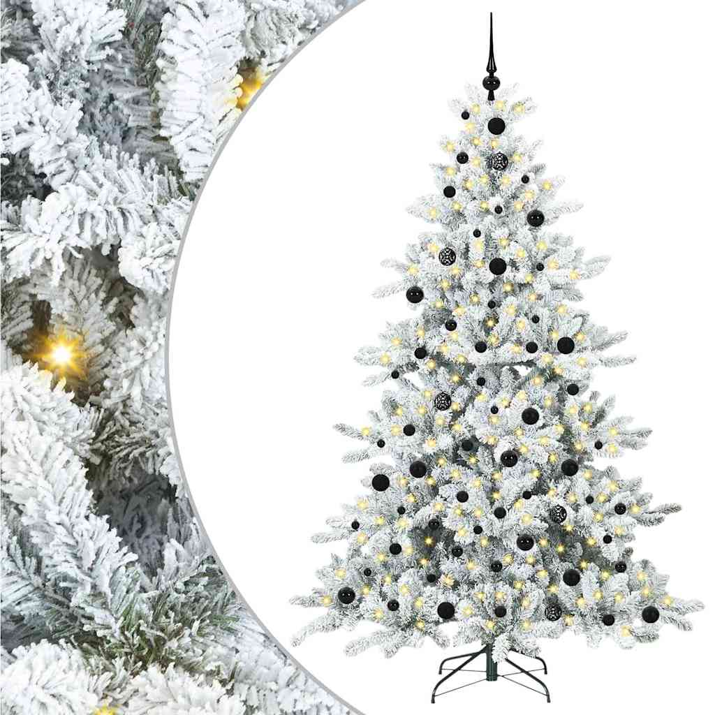 Kunstig sammensatt juletre med 300 LED Hvit 210 cm PVC og stål