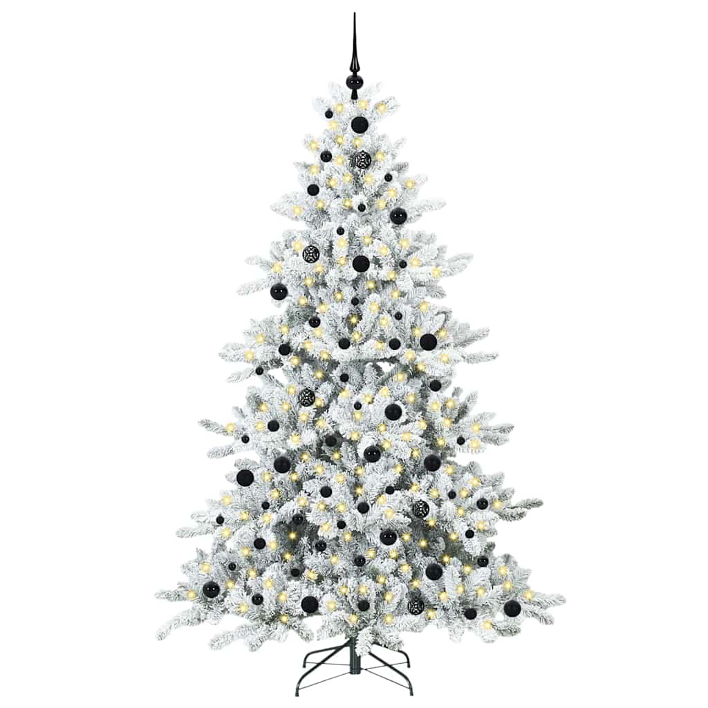 Kunstig sammensatt juletre med 300 LED Hvit 210 cm PVC og stål