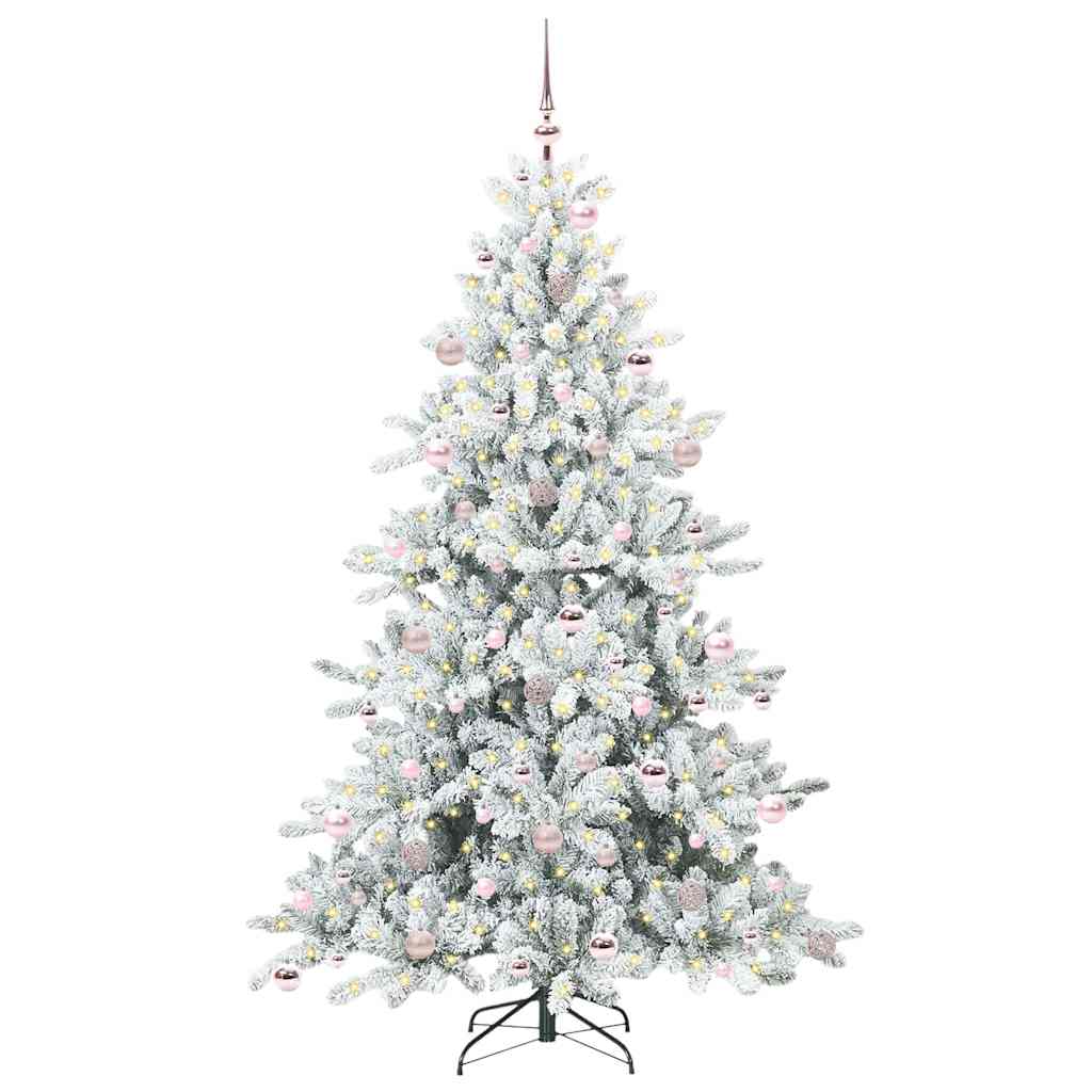 Kunstig sammensatt juletre med 300 LED Hvit 210 cm PVC og stål