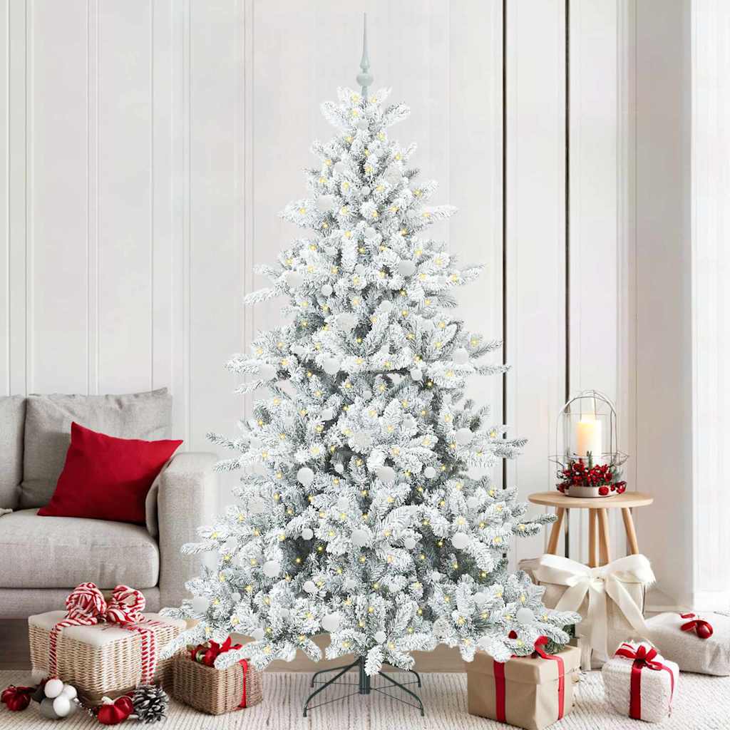 Kunstig sammensatt juletre med 300 LED Hvit 210 cm PVC og stål