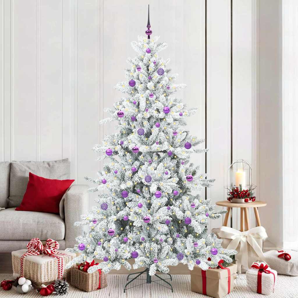 Kunstig sammensatt juletre med 300 LED Hvit 210 cm PVC og stål