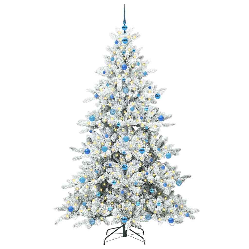Kunstig sammensatt juletre med 300 LED Hvit 210 cm PVC og stål