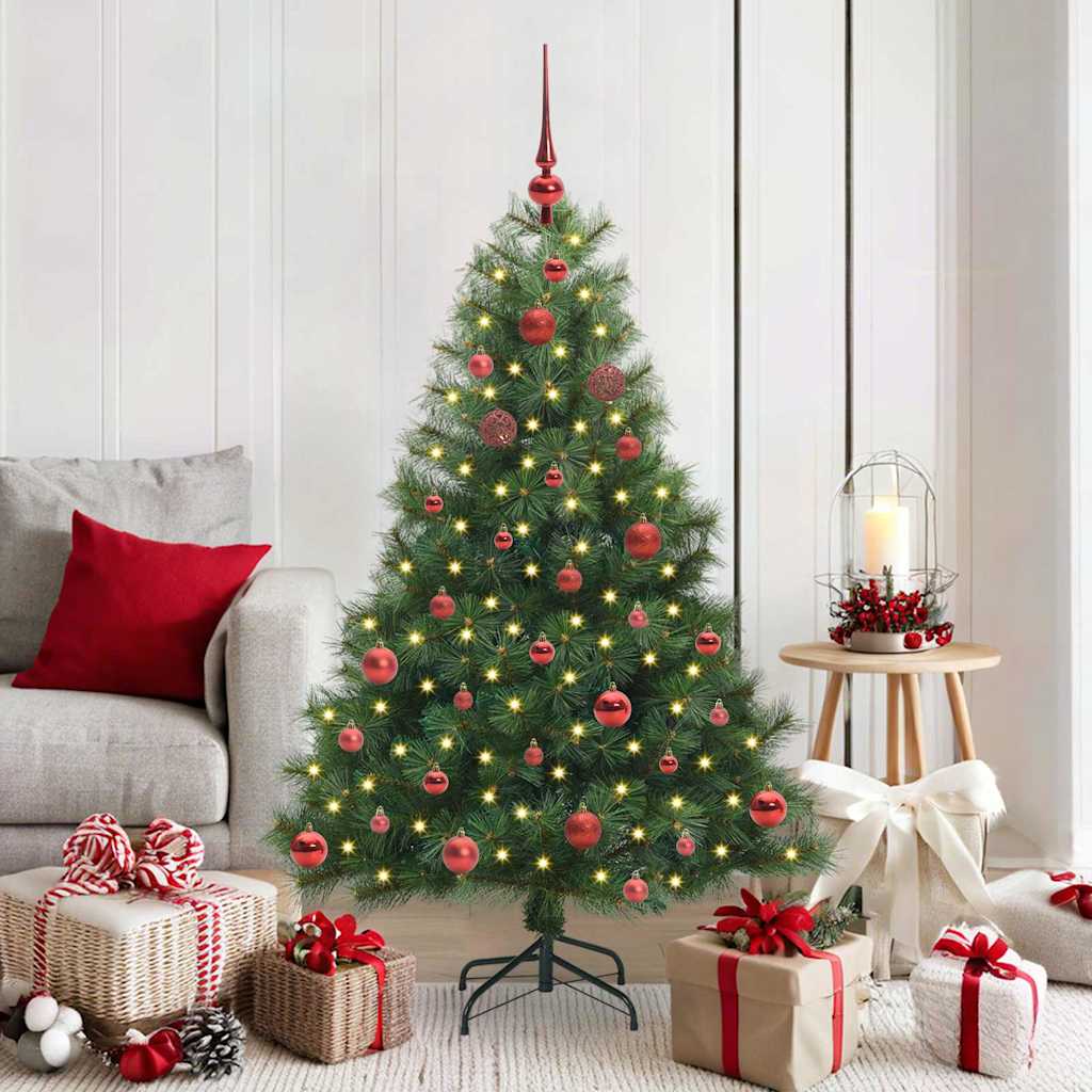 Kunstig juletre med 150 LED med stativ grønn 150 cm PE og PVC