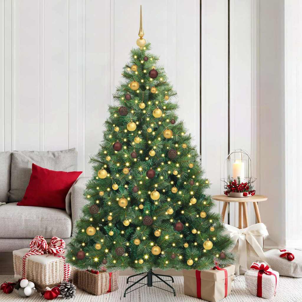Kunstig juletre med 300 LED med stativ grønn 180 cm PE og PVC