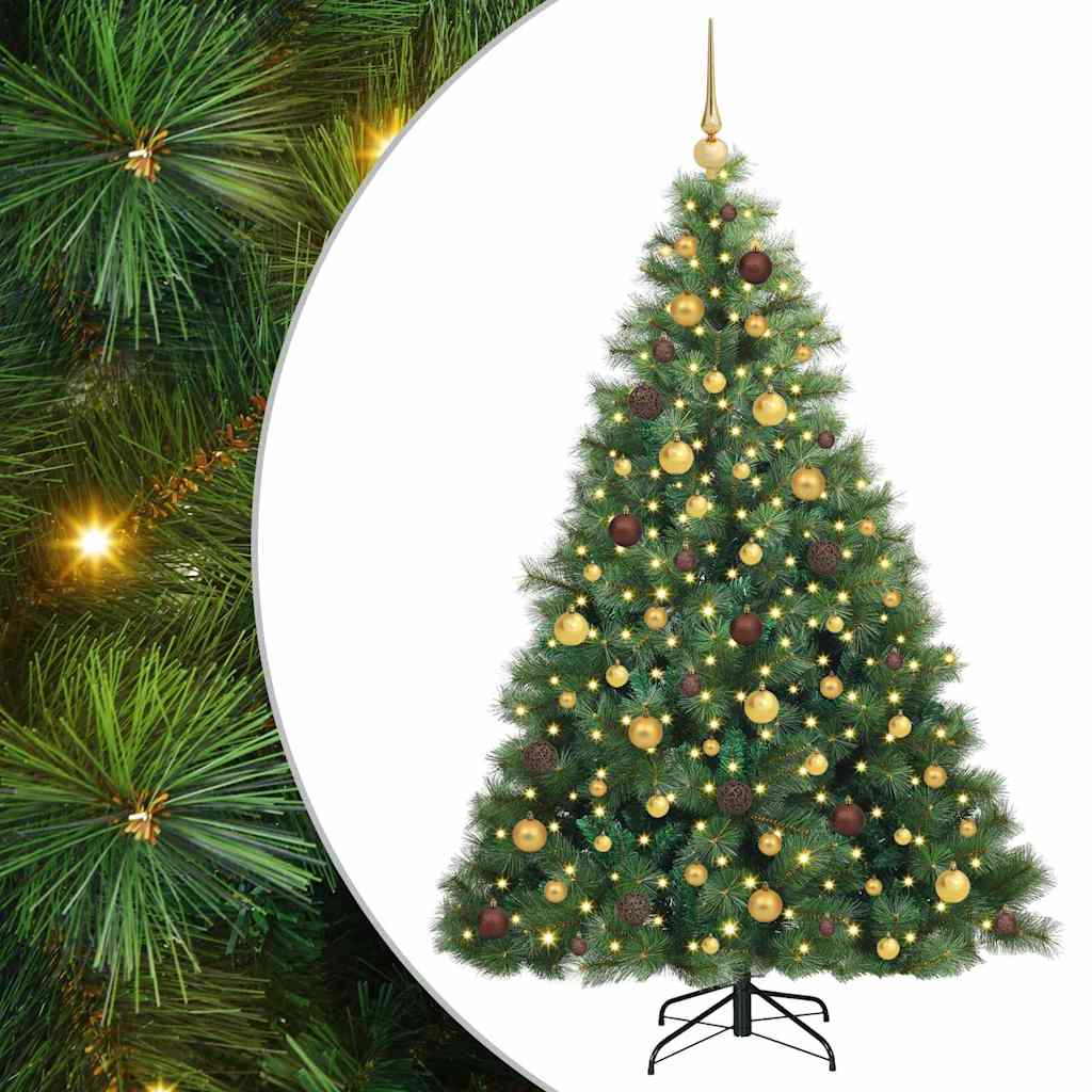 Kunstig juletre med 300 LED med stativ grønn 180 cm PE og PVC