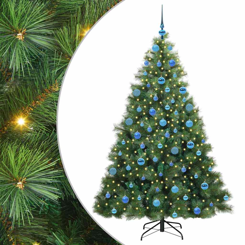 Kunstig juletre med 300 LED med stativ grønn 180 cm PE og PVC