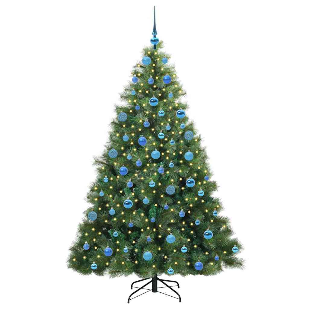 Kunstig juletre med 300 LED med stativ grønn 180 cm PE og PVC