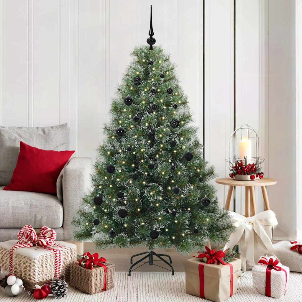 Kunstig juletre med 150 LED med stativ grønn 150 cm PE og PVC