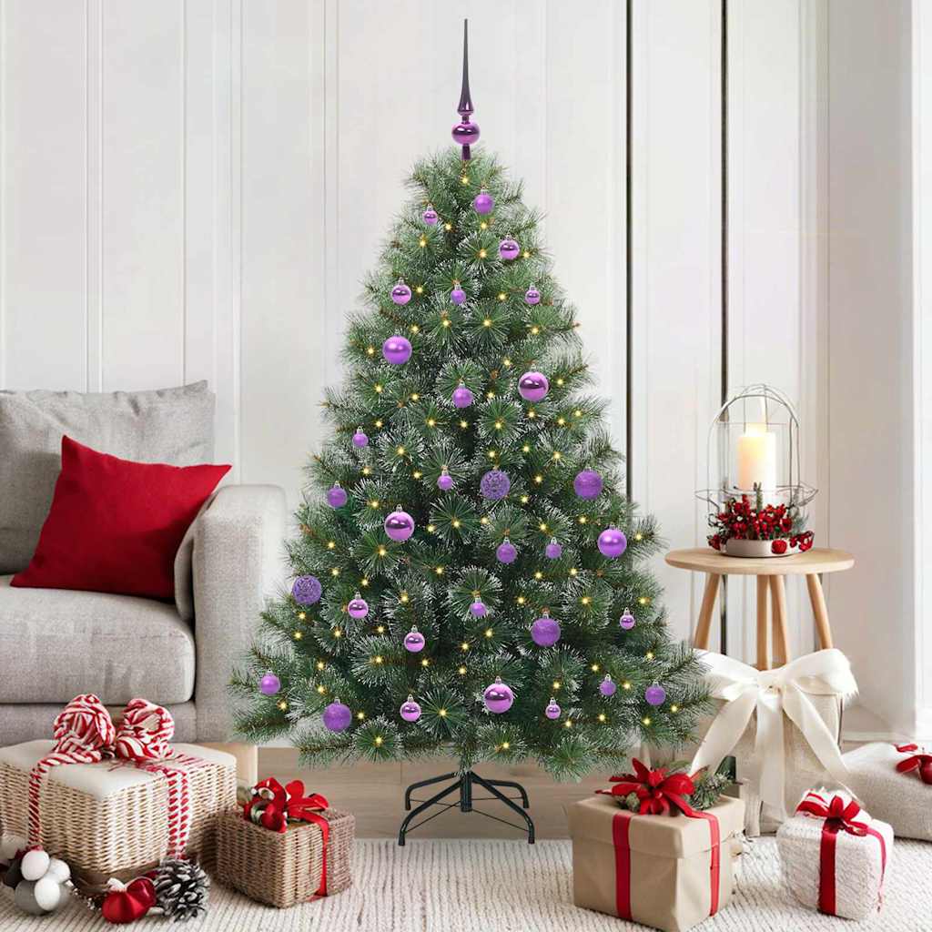 Kunstig juletre med 150 LED med stativ grønn 150 cm PE og PVC