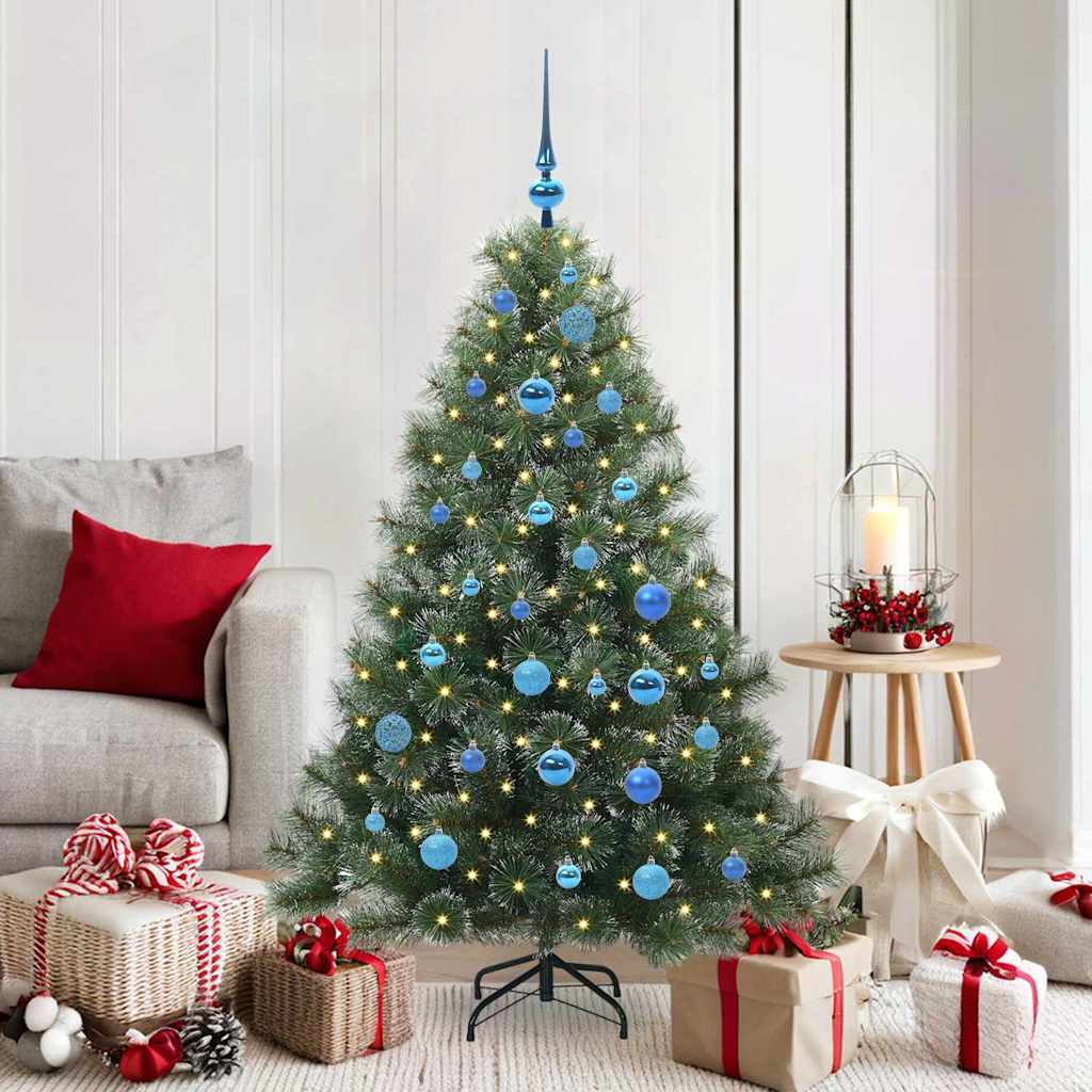 Kunstig juletre med 150 LED med stativ grønn 150 cm PE og PVC