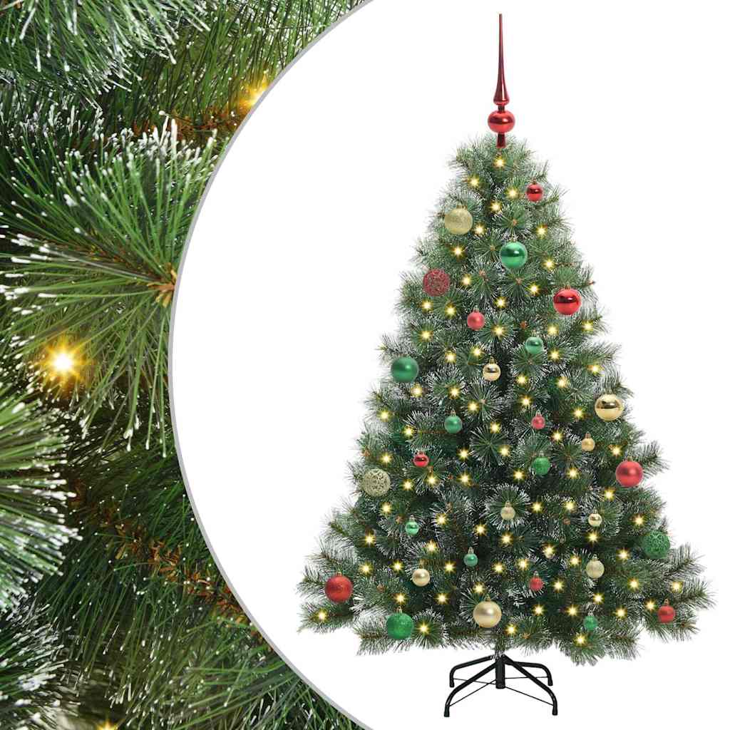 Kunstig juletre med 150 LED med stativ grønn 150 cm PE og PVC