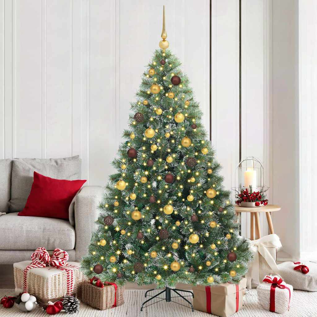 Kunstig juletre med 300 LED med stativ grønn 180 cm PE og PVC