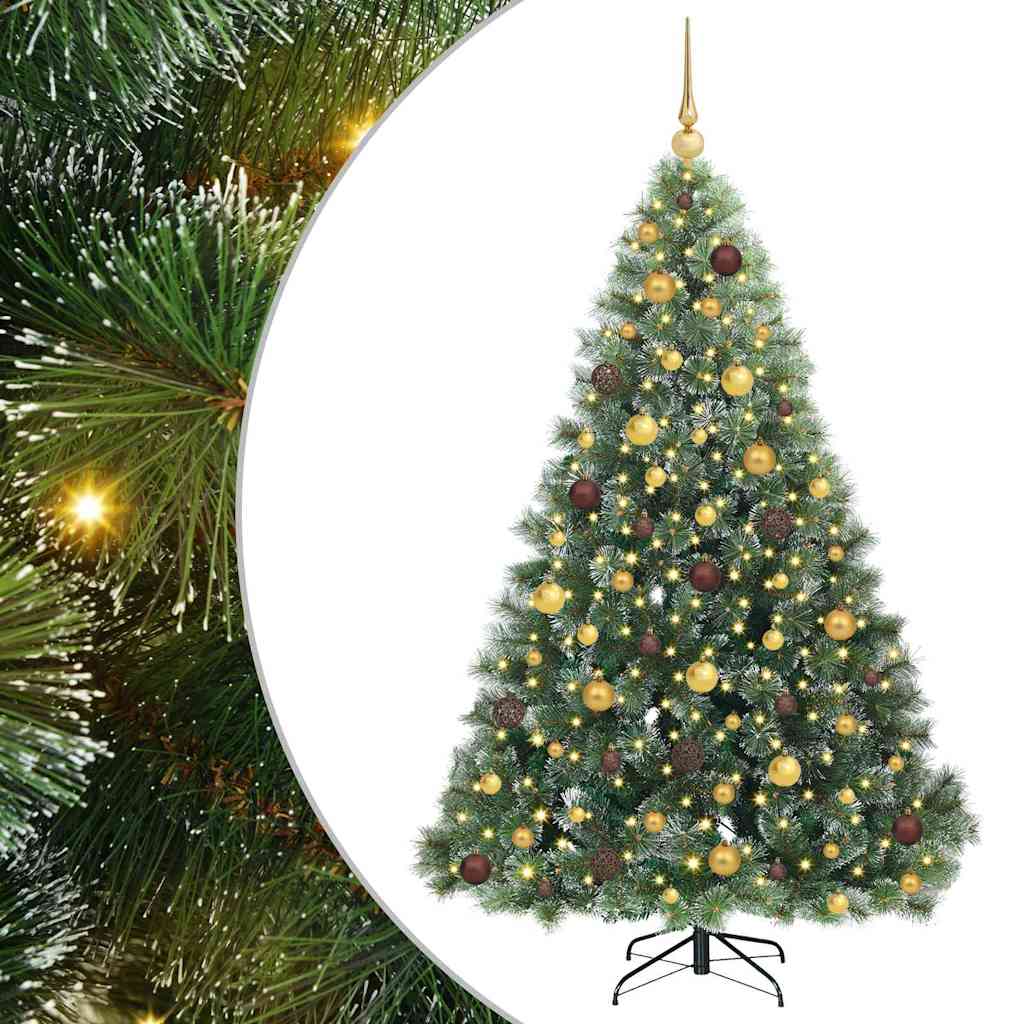 Kunstig juletre med 300 LED med stativ grønn 180 cm PE og PVC
