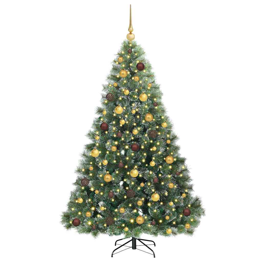 Kunstig juletre med 300 LED med stativ grønn 180 cm PE og PVC