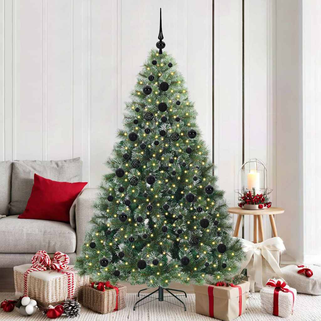 Kunstig juletre med 300 LED med stativ grønn 180 cm PE og PVC
