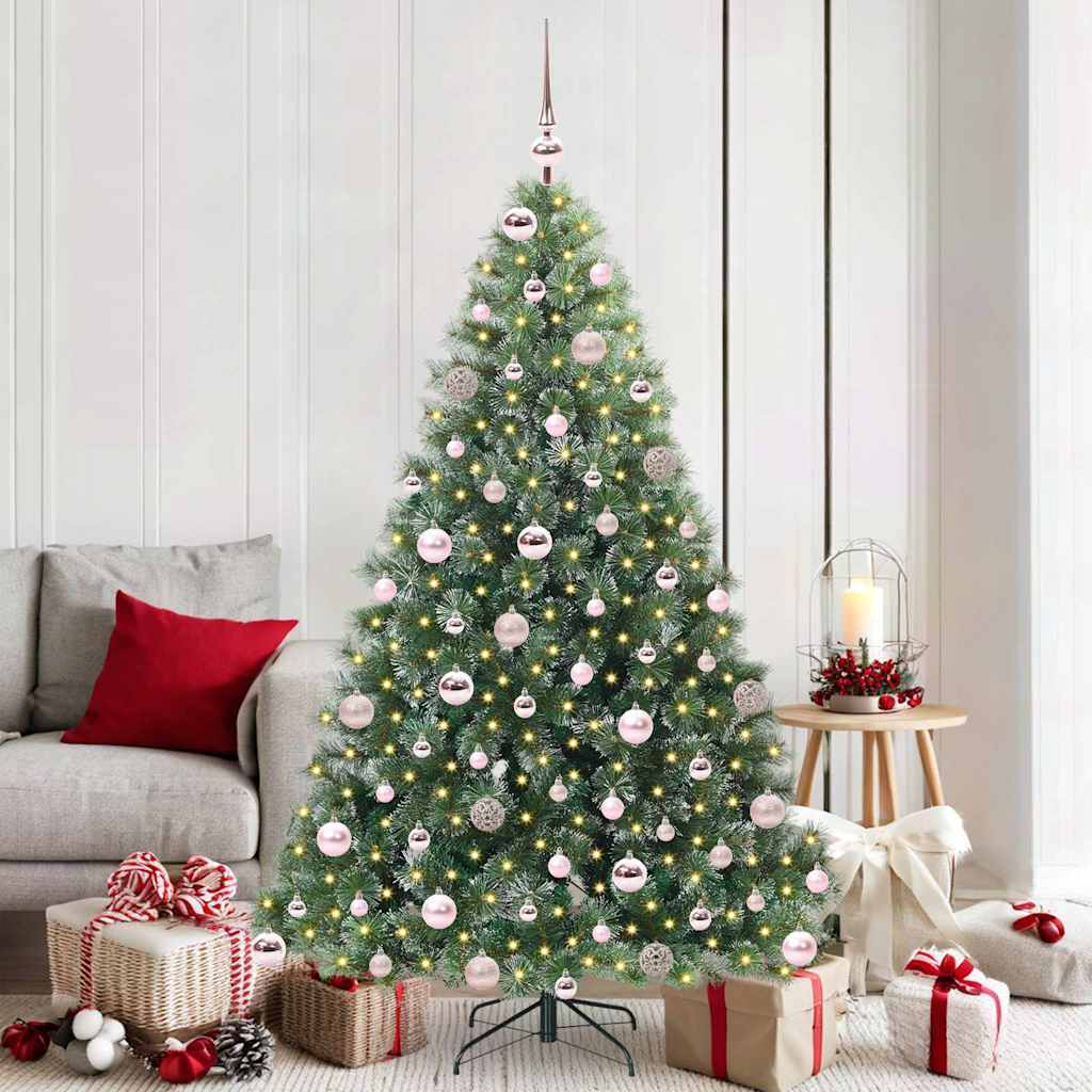 Kunstig juletre med 300 LED med stativ grønn 180 cm PE og PVC