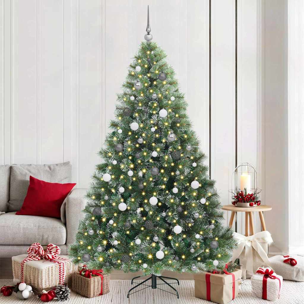 Kunstig juletre med 300 LED med stativ grønn 210 cm PE og PVC